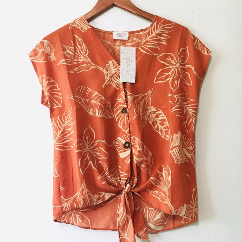 • floral boho safari top • - Picture 1 of 7
